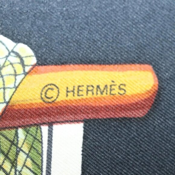 HERMES Carre 90 Scarf ""Pasementerie"" Silk Navy Auth 135492 - Picture 9 of 15
